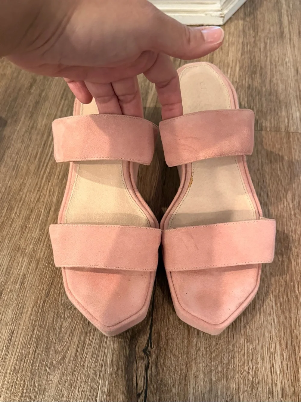 Cecelia New York Baily Sandals Suede Pink Wedges Straps Anthropologie Sz 8.5